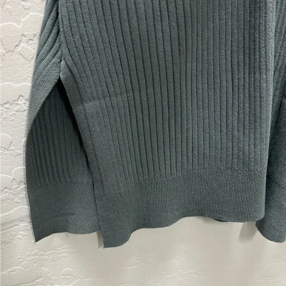 Open Front Ribbed Cardigan in Foam Green - Picture 3 of 7